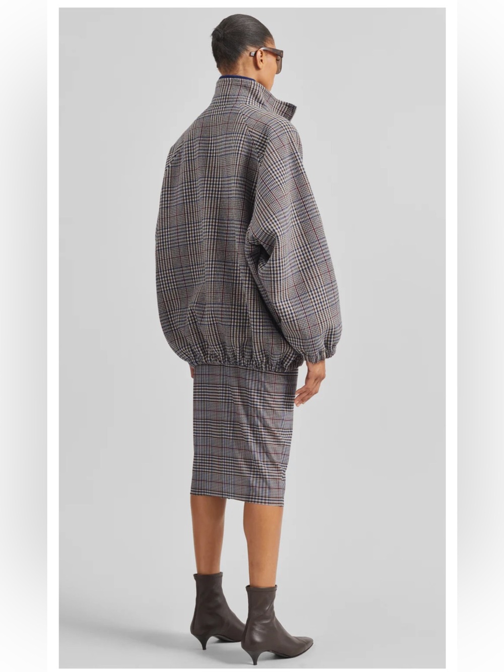THE FRANKIE SHOP - BAXTER WOOL TRACK JACKET - BEIGE GLEN PLAID - Picture 9 of 15